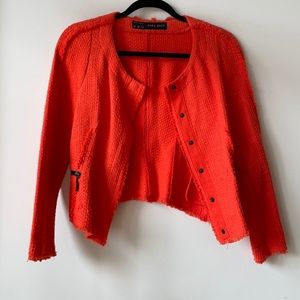 Bright orange tweed style blazer